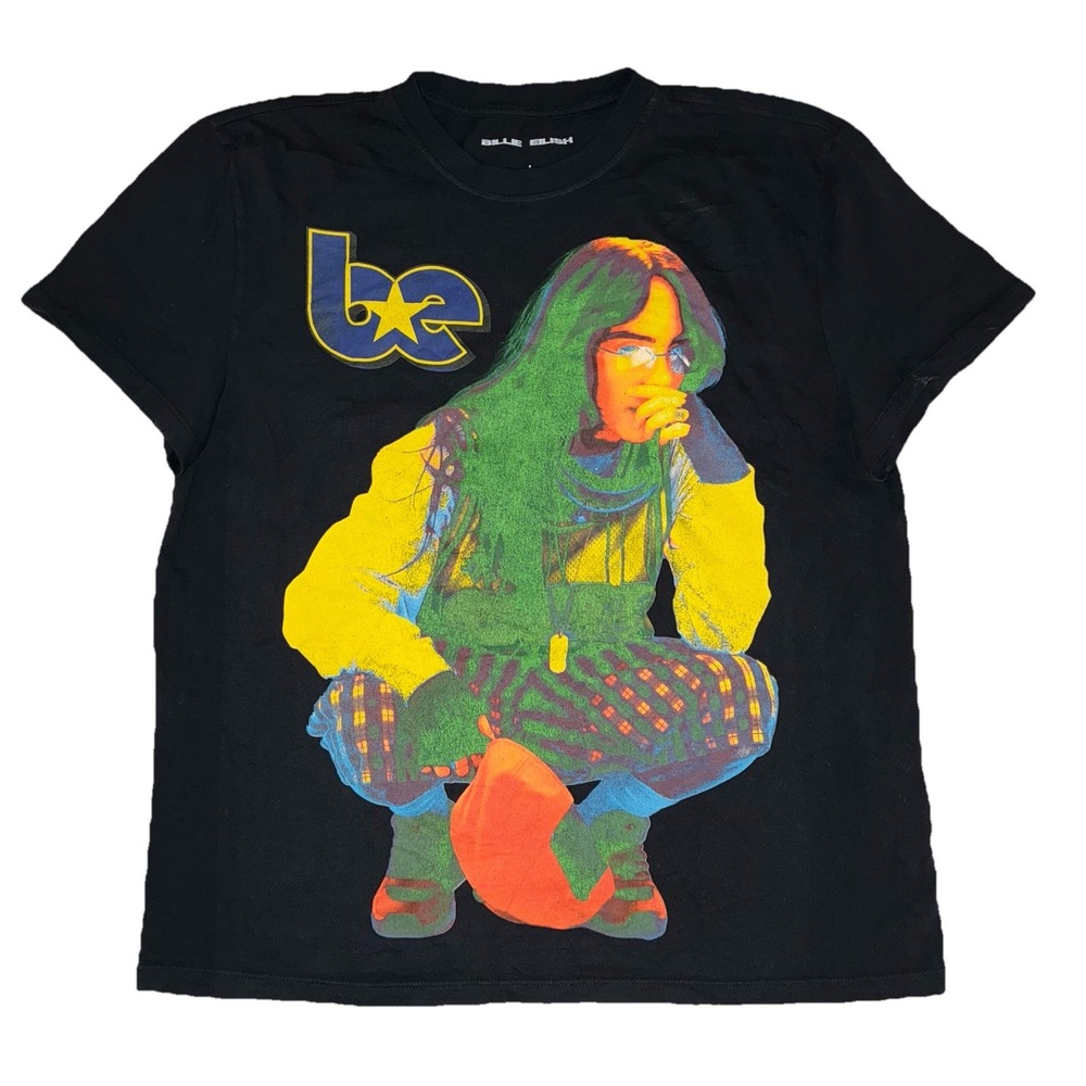Billie Eilish Color Pop T Shirt Women's L Black Tour Merch Berlin Exclusive NEW